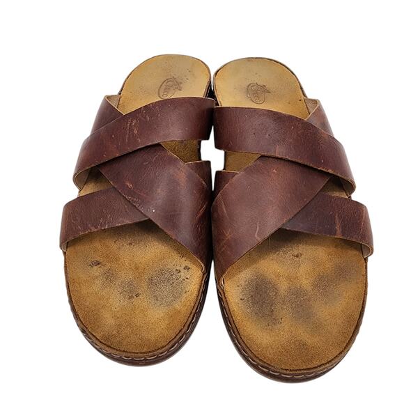 Chaco Women's Wayfarer Toffee Brown Leather Slip On Comfort Slides Size 11 - Picture 2 of 7